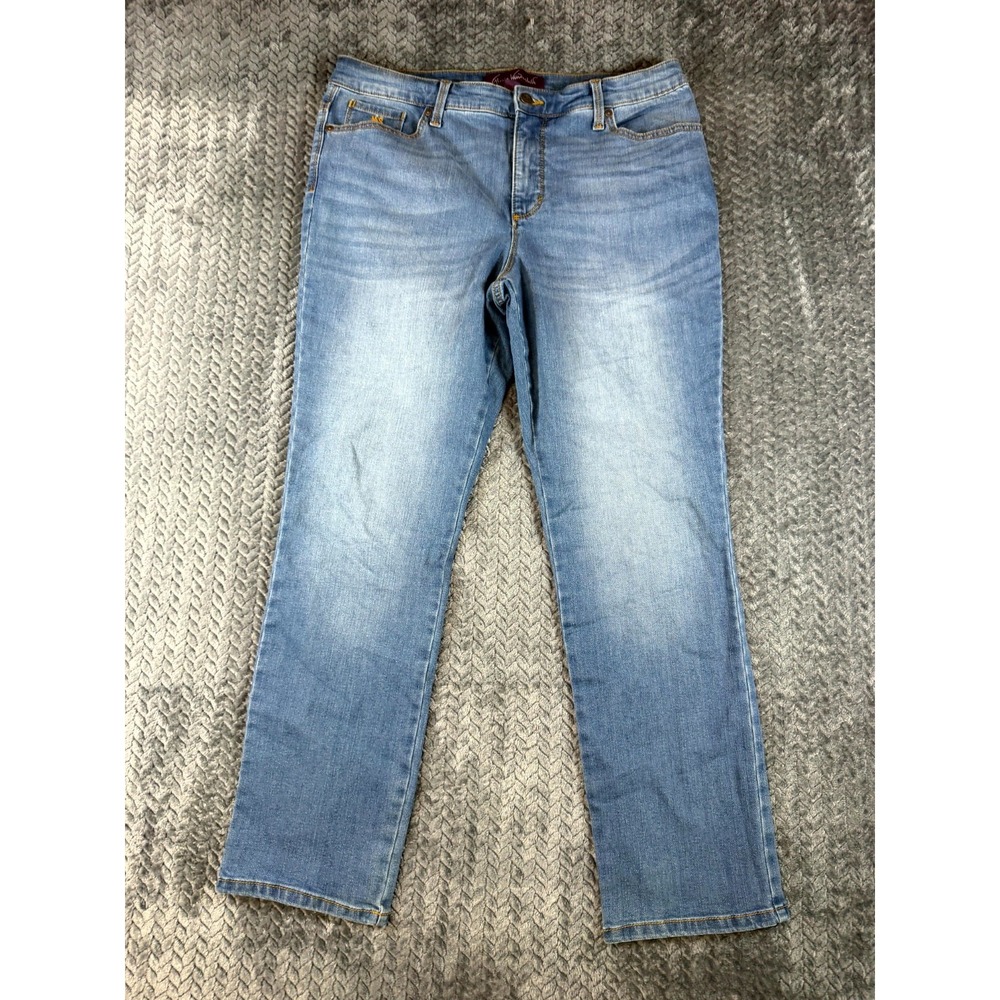 Gloria Vanderbilt Amanda 2.0 Straight Jeans Womens 12 Blue Denim Cotton Slim Leg